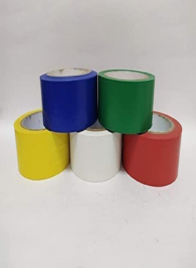 VOIISH أشرطة فويش فاستو متعددة الألوان: أخضر، أصفر، أحمر، أبيض، أزرق، عرض كل شريط 2 بوصة (طول 25 متر) (مجموعة من 5 أشرطة) - Image 5